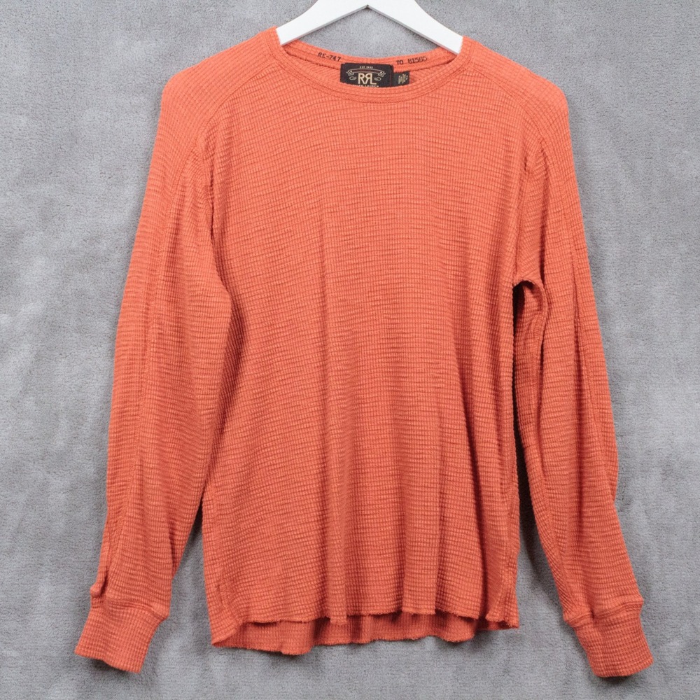 RRL RALPH LAUREN Double RL Waffle Knit Long Sleeve Thermal Shirt Orange Womens S
